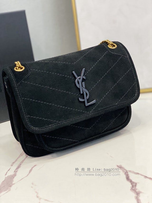 YSL爆款女士包包 聖羅蘭經典款MONOGRAM翻蓋麂皮手袋 YSL肩背斜挎包 533037  jjh1072